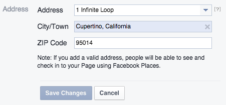 how to write a facebook page address